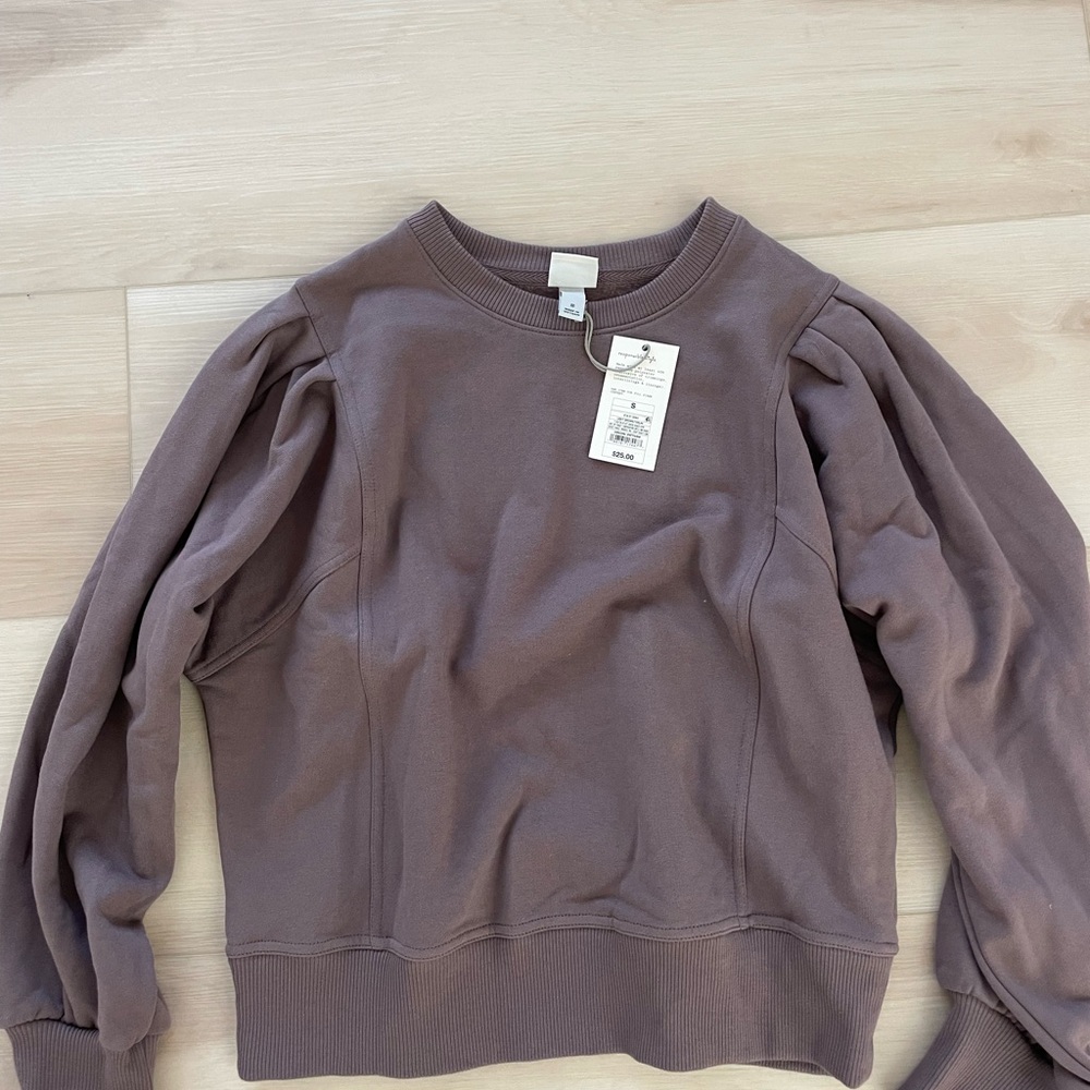 Women's Puff Sleeve Crewneck Sweater - Mauve
